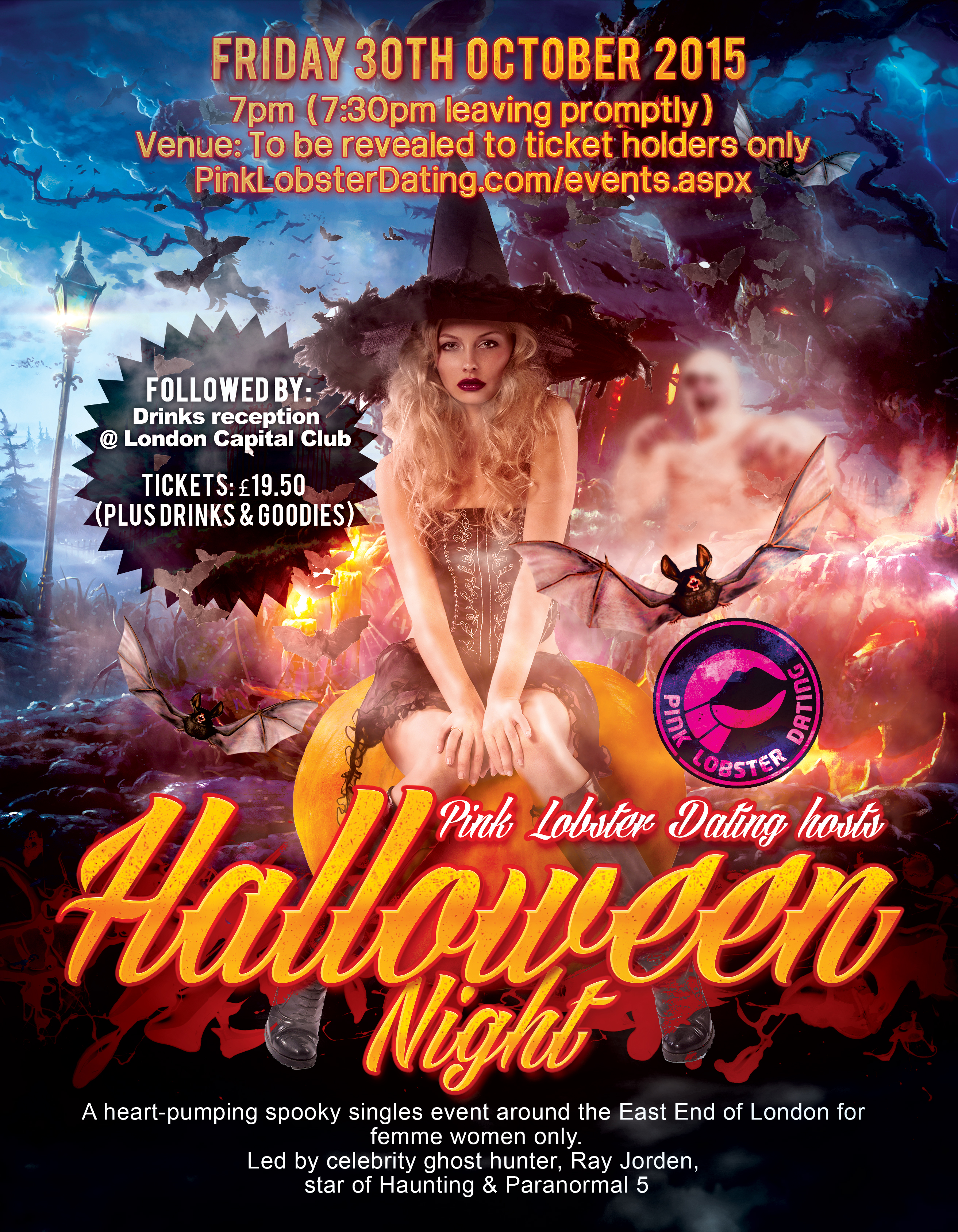 Femme Fright Night - Ray Jorden from Paranormal 5 and Haunting hosts Pink Lobster Dating's unique femme lesbian and bisexual halloween event.